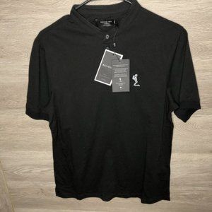 Religion Mens Medium Ormont Collarless Polo Black